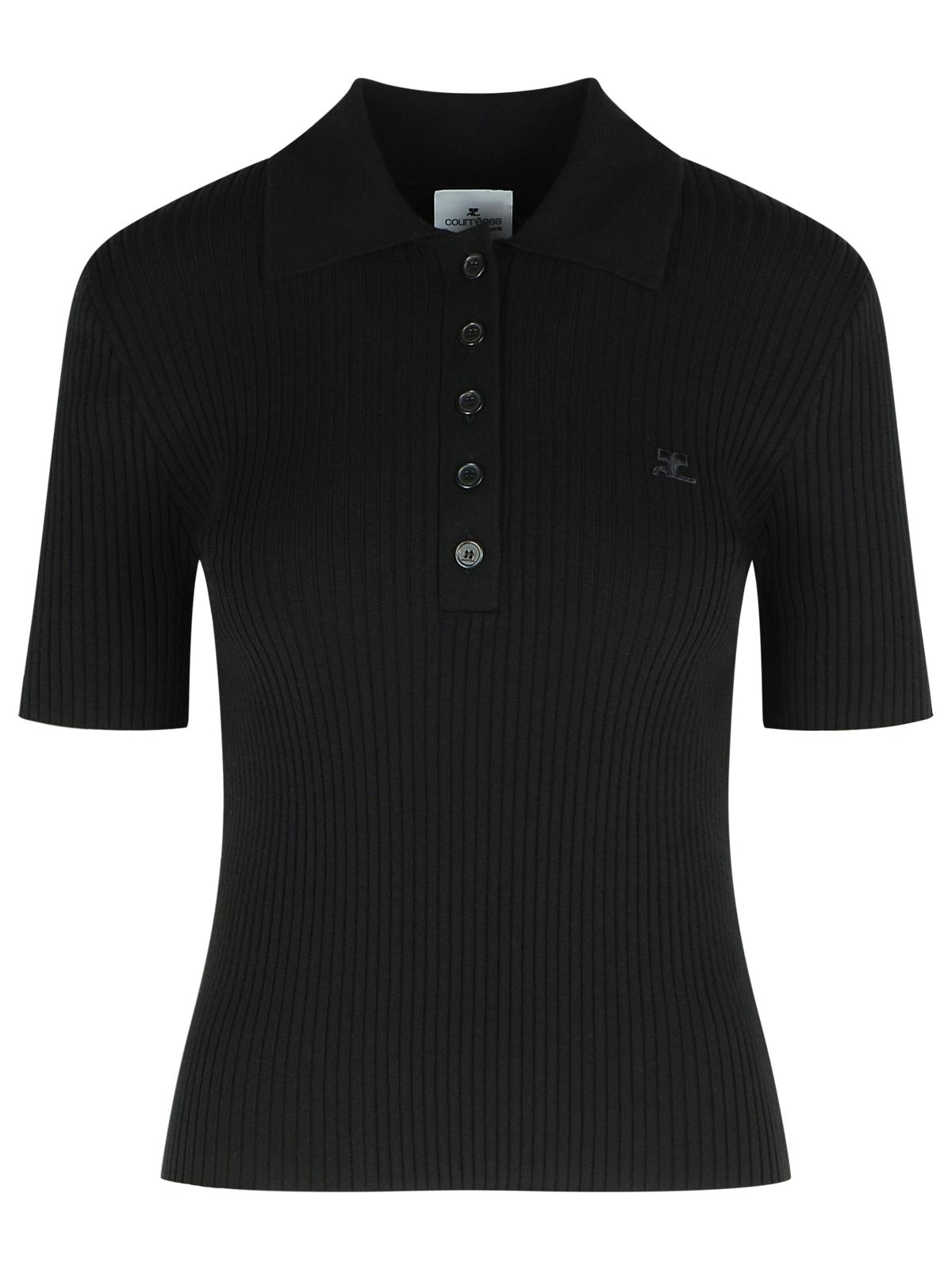Courreges Black Viscose Blend Polo Shirt Women by Luosophy