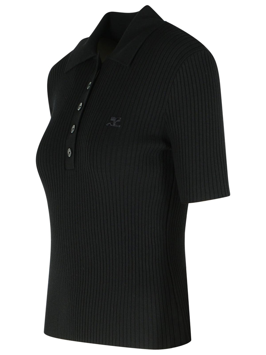 Courreges Black Viscose Blend Polo Shirt Women by Luosophy