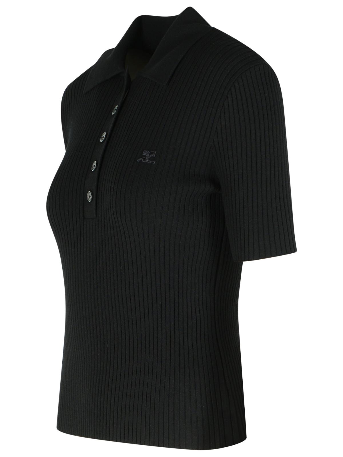Courreges Black Viscose Blend Polo Shirt Women by Luosophy