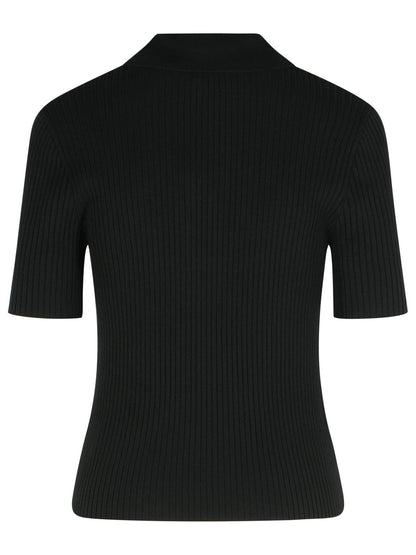 Courreges Black Viscose Blend Polo Shirt Women by Luosophy