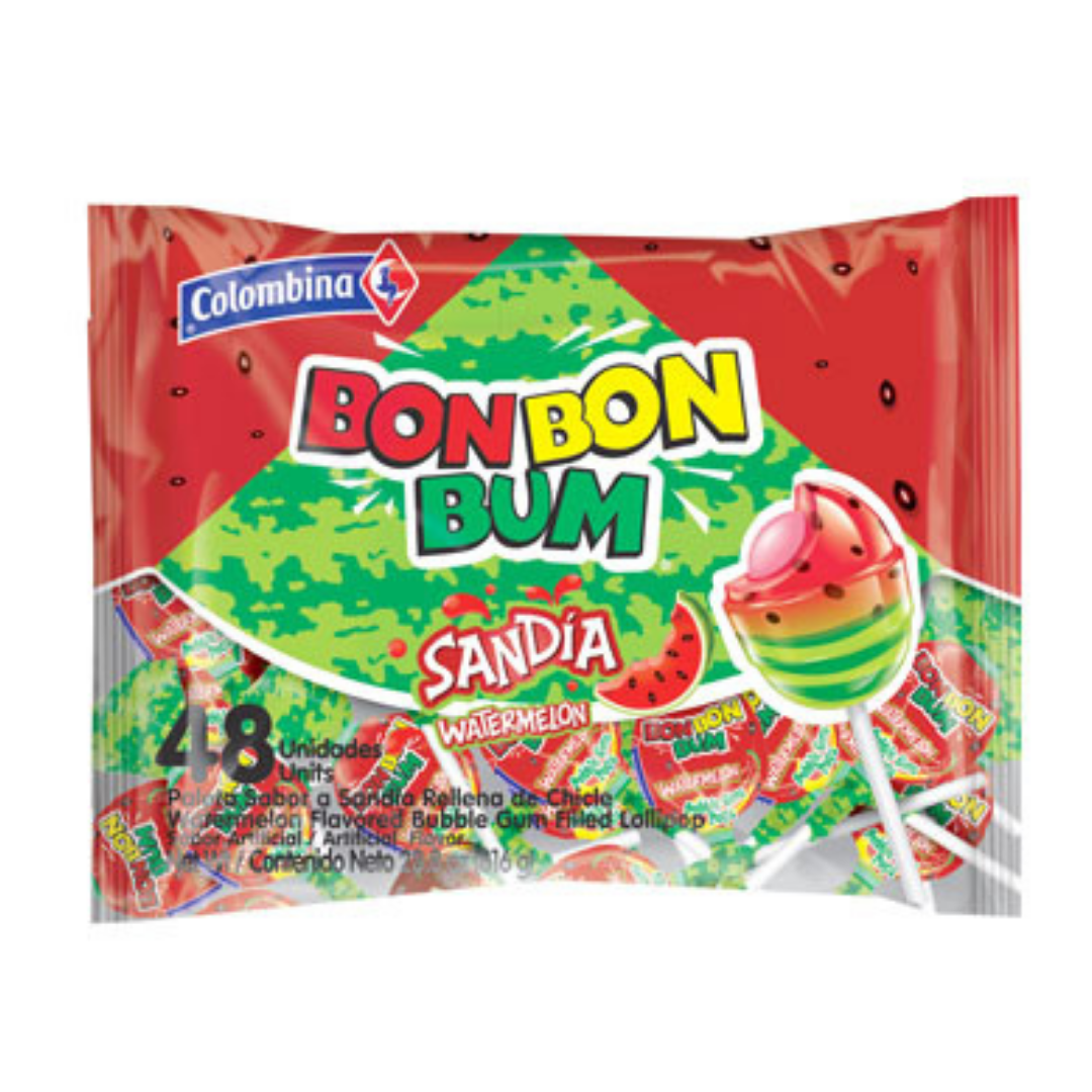 Bon Bon Bum Watermelon Lollipops (48ct) by Farmacias Savia