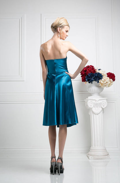 CLEARANCE - Cinderella Divine 7703 Strapless Satin Knee Length Dress (Size 3XL) by DiscountDressShop