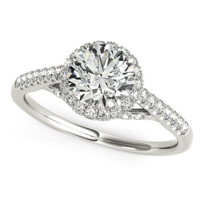 14k White Gold Round Cut Pave Set Shank Diamond Engagement Ring (1 3/8 cttw) by Bids.com