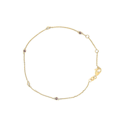 14K Yellow Gold Alternating Red Ruby and White Diamond Bezel Station Chain Bracelet (I-J Color, SI2-I1 Clarity) - 7.5" Inches by Bids.com