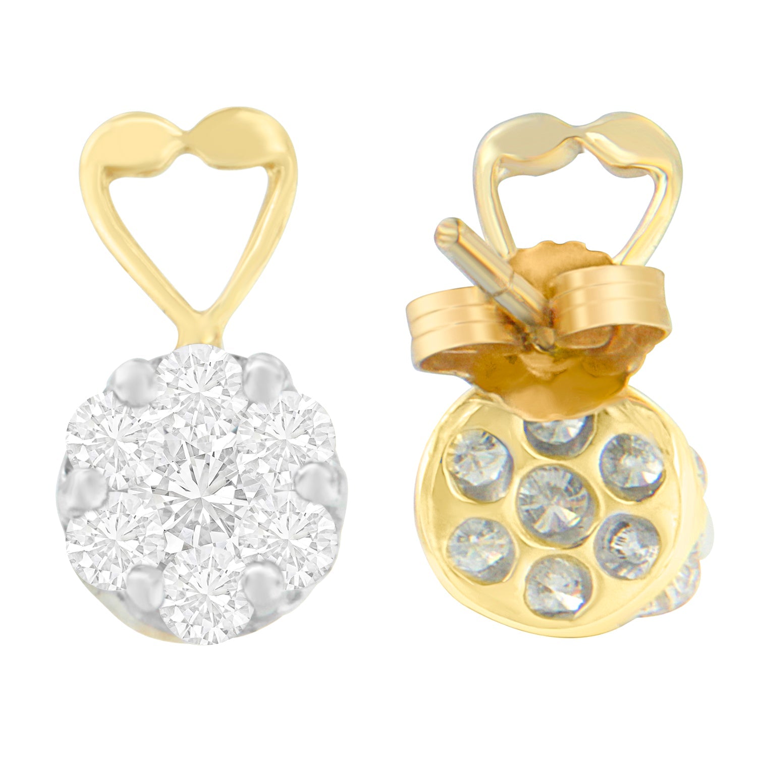 14K Yellow Gold 1ct. TDW Round-cut Diamond Earrings (I-J,SI2-I1) by Bids.com