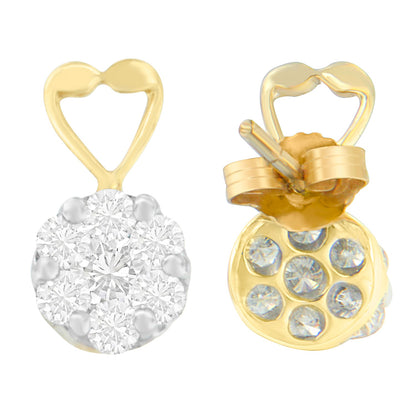 14K Yellow Gold 1ct. TDW Round-cut Diamond Earrings (I-J,SI2-I1) by Bids.com