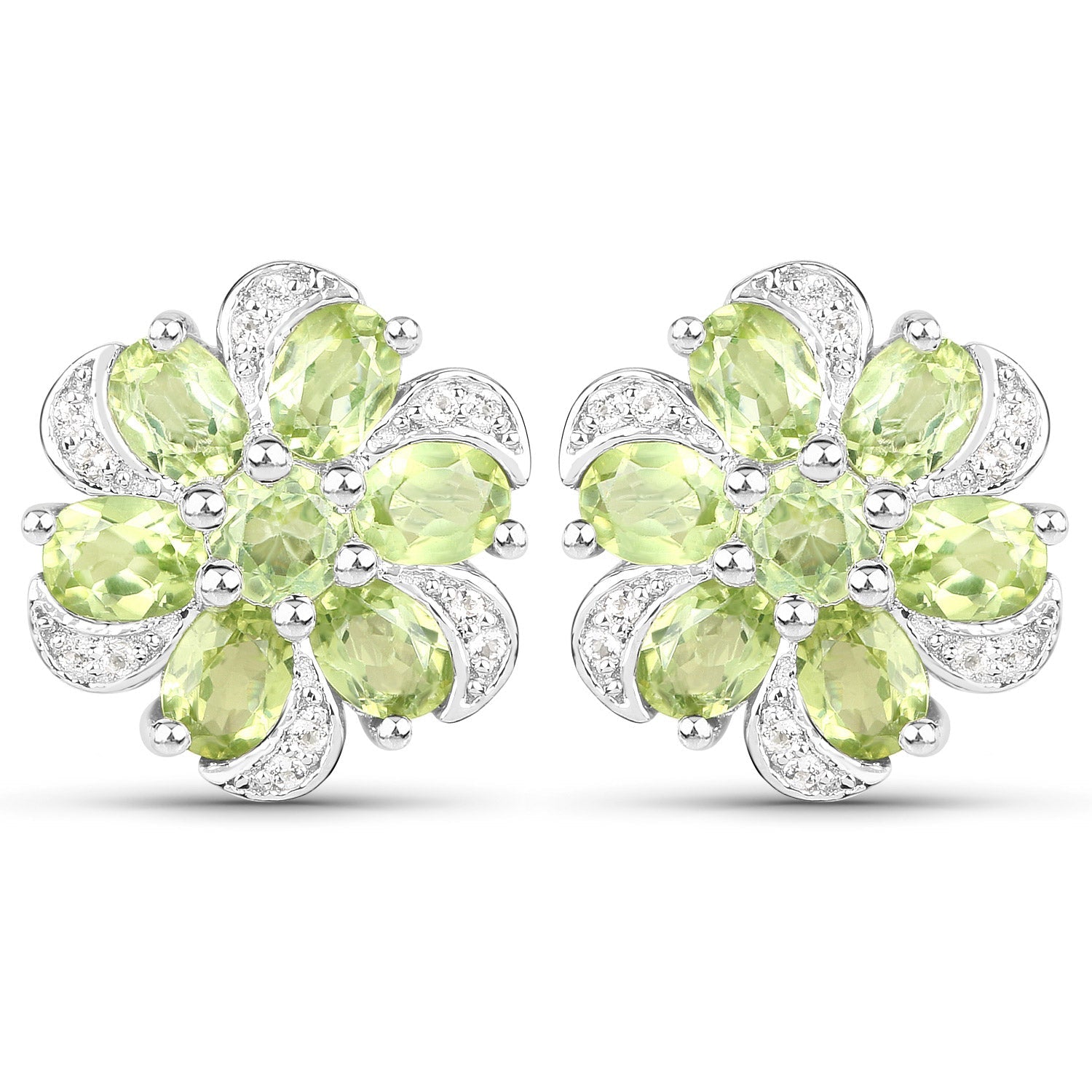 8.04 Carat Genuine Peridot and White Topaz .925 Sterling Silver 3 Piece Jewelry Set (Ring, Earrings, and Pendant w/ Chain) by Bids.com