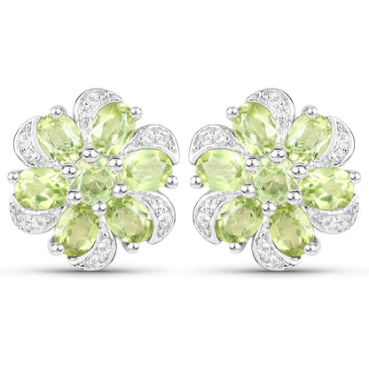 8.04 Carat Genuine Peridot and White Topaz .925 Sterling Silver 3 Piece Jewelry Set (Ring, Earrings, and Pendant w/ Chain) by Bids.com