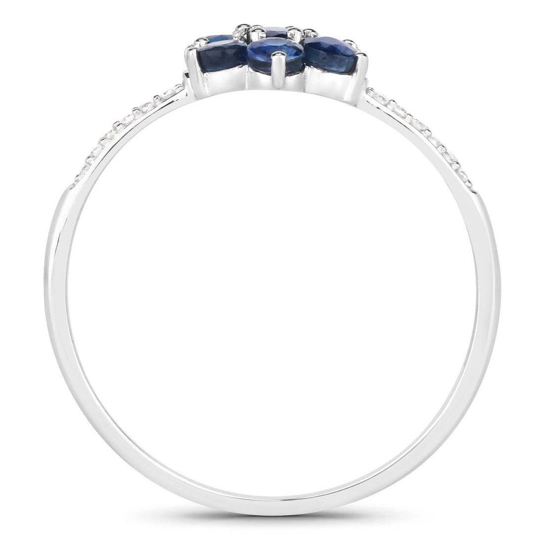 0.59 Carat Genuine Blue Sapphire and White Diamond 14K White Gold Ring  DestGlow