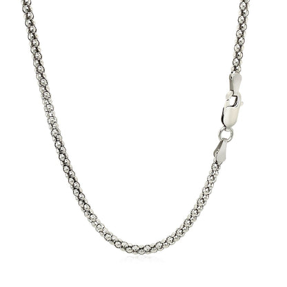 Rhodium Plated 2.5mm Sterling Silver Popcorn Style Chain by Bids.com