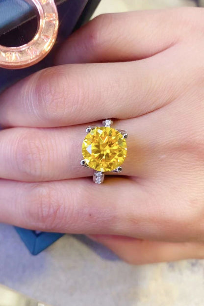5 Carat Yellow Yellow Brilliant Round Cut Sparkala™ Platinum Over Pure Sterling Silver Ring by Sparkala