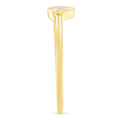14K Yellow Gold Plated .925 Sterling Silver 1/20 Carat Diamond Teardrop Pear-Shaped Miracle Set Petite Fashion Ring (J-K Color, I1-I2 Clarity) - Size 6 by Bids.com
