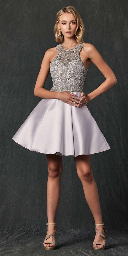 Juliet 779 Embellished Bodice Short Dress Sleeveless by DiscountDressShop