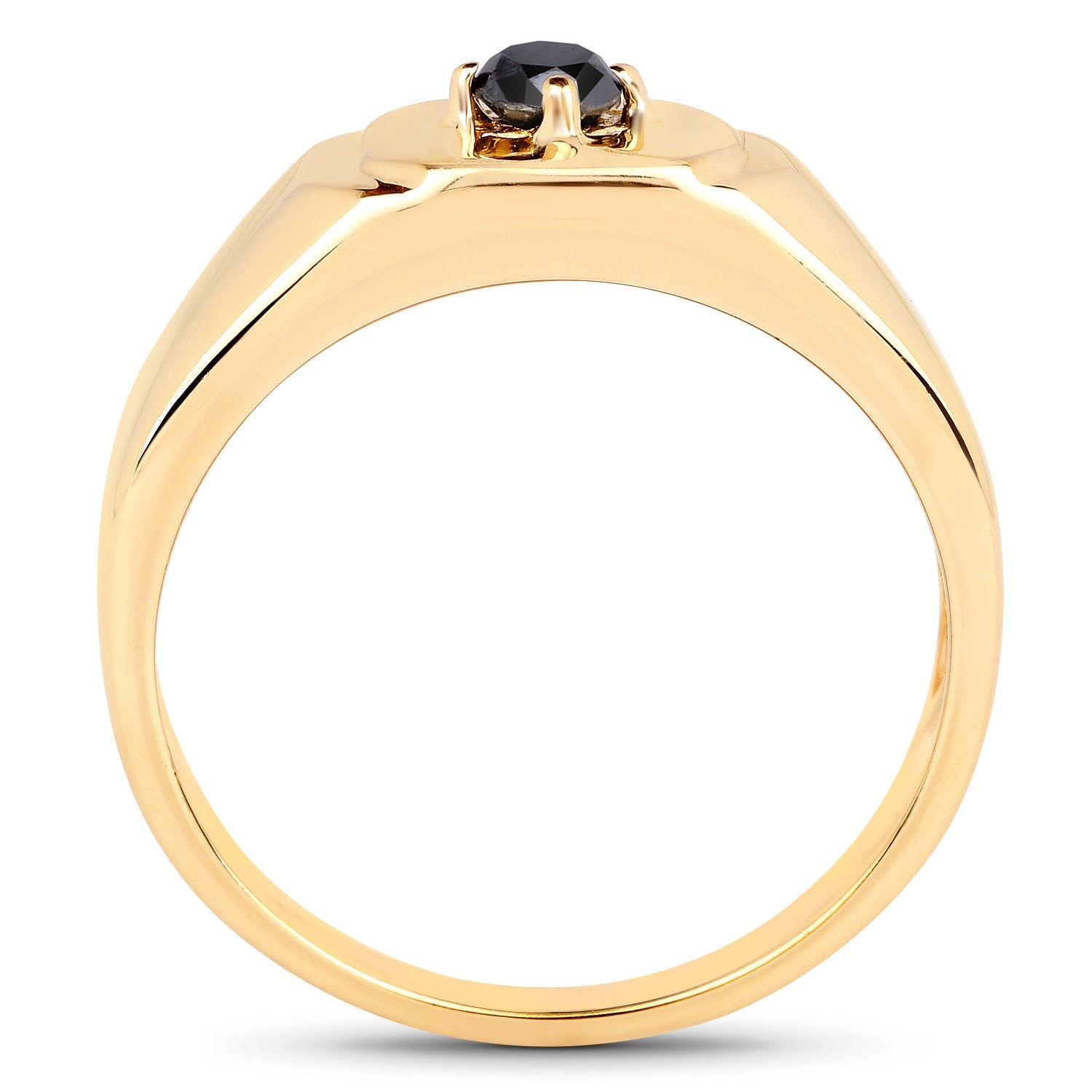 14K Yellow Gold Plated 0.20 Carat Genuine Black Diamond .925 Sterling Silver Ring by Bids.com