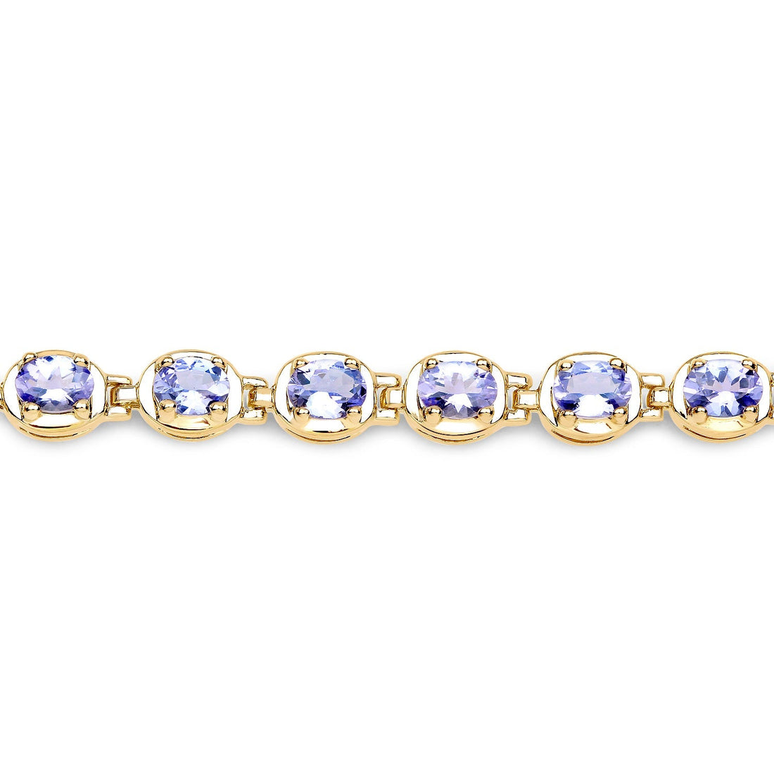 14K Yellow Gold Plated 4.59 Carat Genuine Tanzanite .925 Sterling Silver Bracelet  DestGlow
