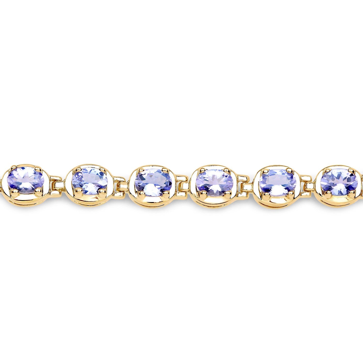 14K Yellow Gold Plated 4.59 Carat Genuine Tanzanite .925 Sterling Silver Bracelet  DestGlow
