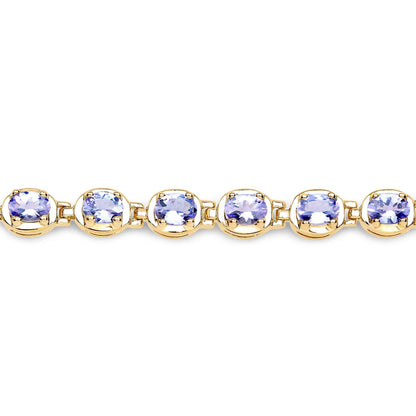 14K Yellow Gold Plated 4.59 Carat Genuine Tanzanite .925 Sterling Silver Bracelet  DestGlow