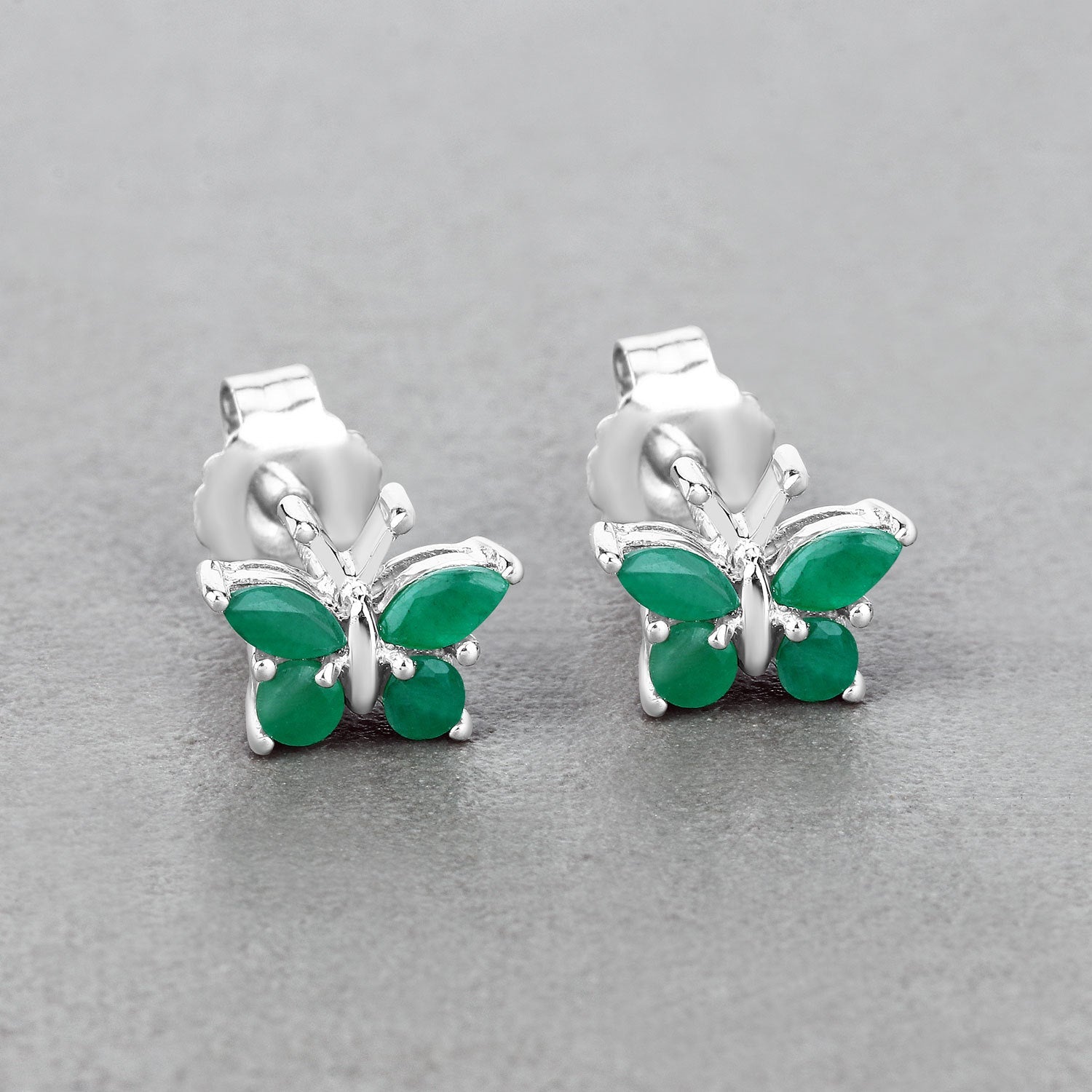 0.50 Carat Genuine Emerald .925 Sterling Silver Earrings  DestGlow