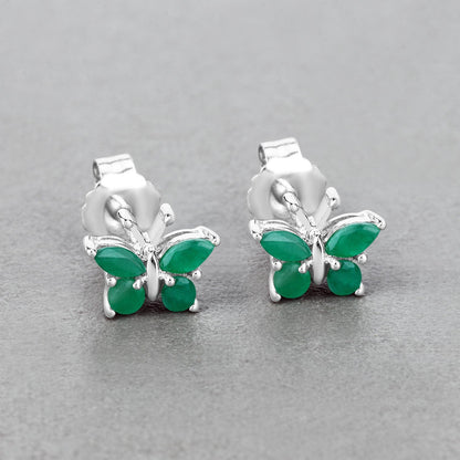 0.50 Carat Genuine Emerald .925 Sterling Silver Earrings  DestGlow