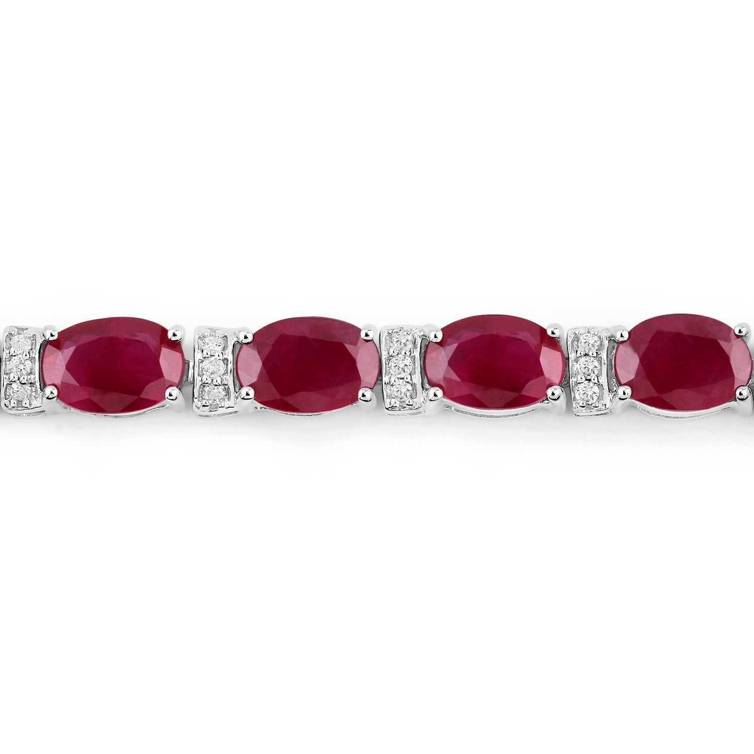 11.67 Carat Genuine Ruby and White Diamond 14K White Gold Bracelet  DestGlow