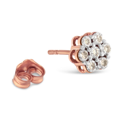 10K Rose Gold Diamond Floral Stud Earrings (0.5 cttw, J-K Color, I1-I2 Clarity) by Bids.com