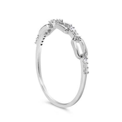 .925 Sterling Silver Diamond Accent Paperclip Band Ring (I-J Color, I2-I3 Clarity) - Ring Size 6 by Bids.com