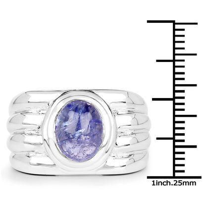 3.55 Carat Genuine Tanzanite .925 Sterling Silver Ring by Bids.com