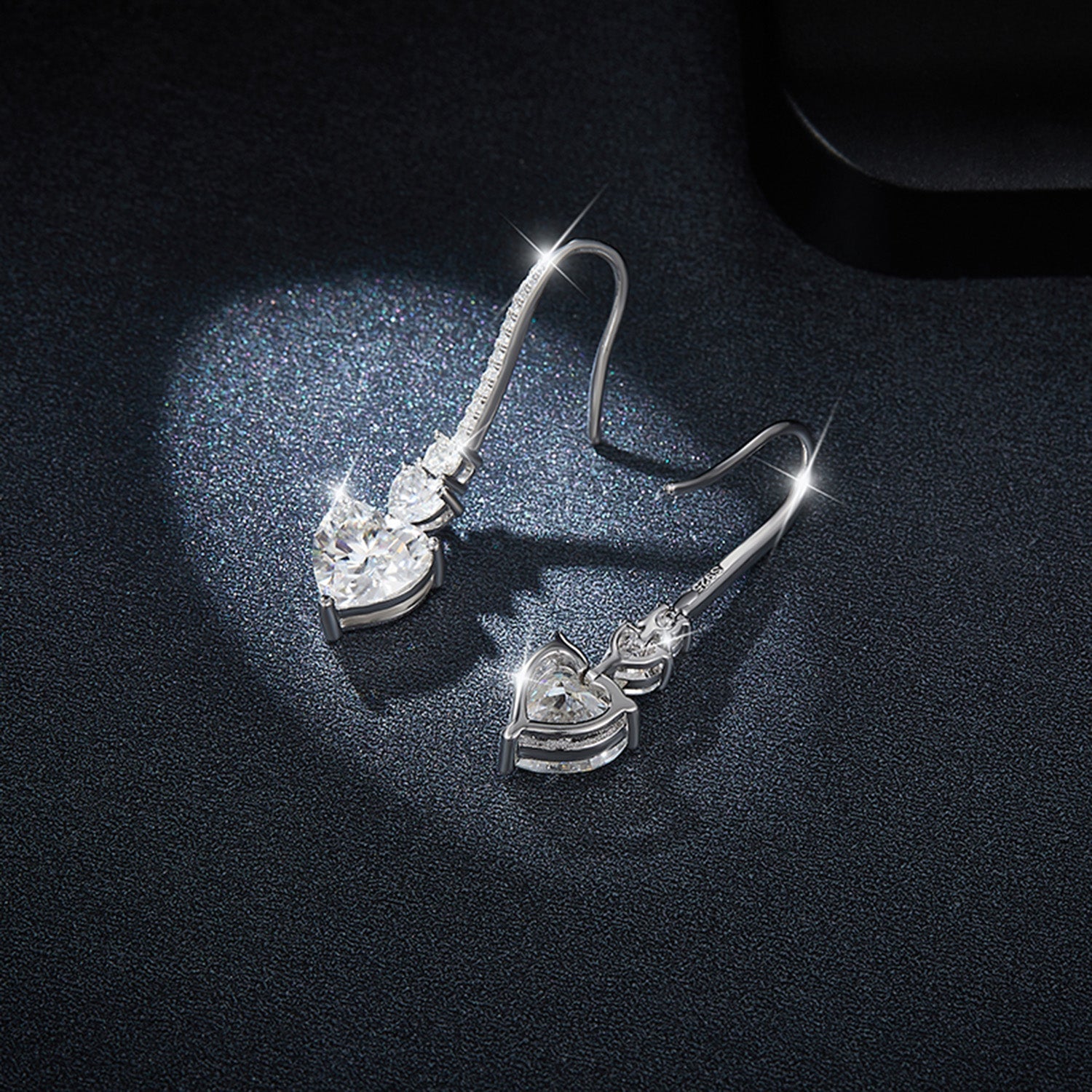 5.44 Carat 925 Sterling Silver Sparkala™ Heart Drop Earrings by Sparkala