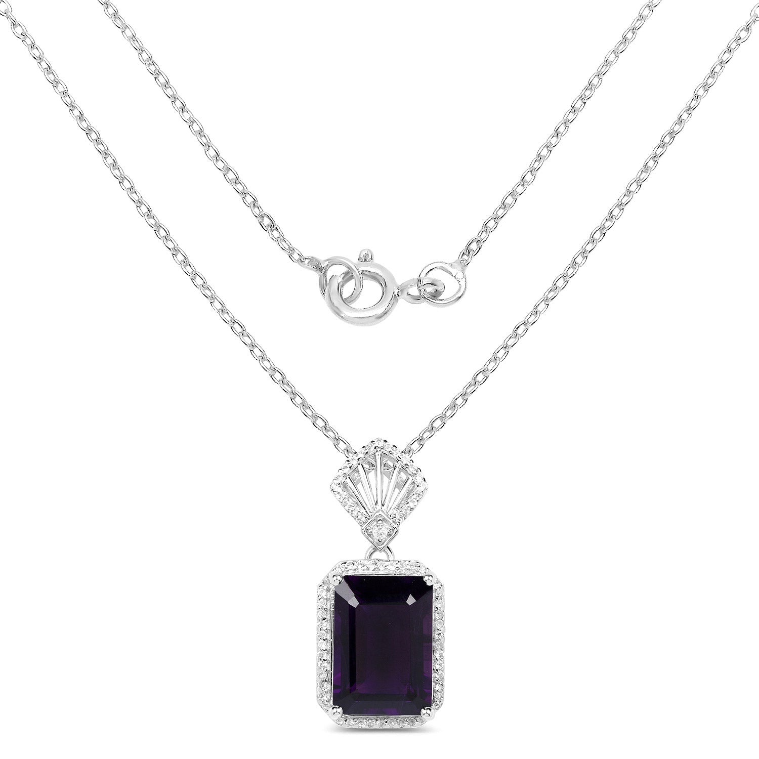 7.37 Carat Genuine Amethyst and White Zircon .925 Sterling Silver Pendant by Bids.com