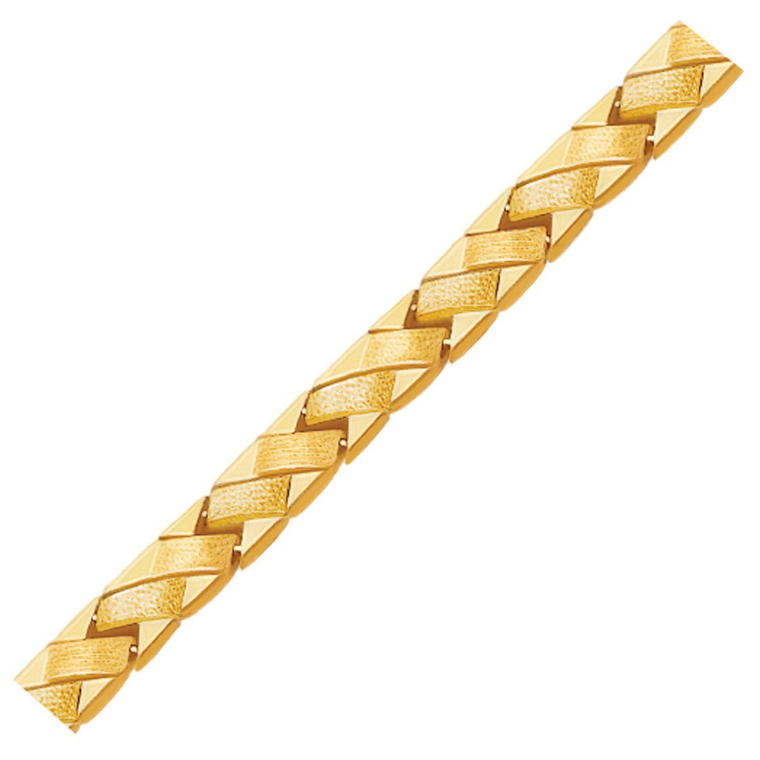 14k Yellow Gold Fancy Basket Weave Line Bracelet by Bids.com