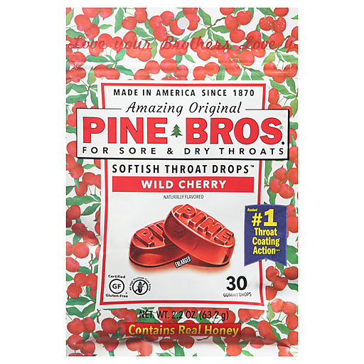 Pine Bros Gummy Sore Throat Softish Drops Wild Cherry by Pasteur Pharmacy