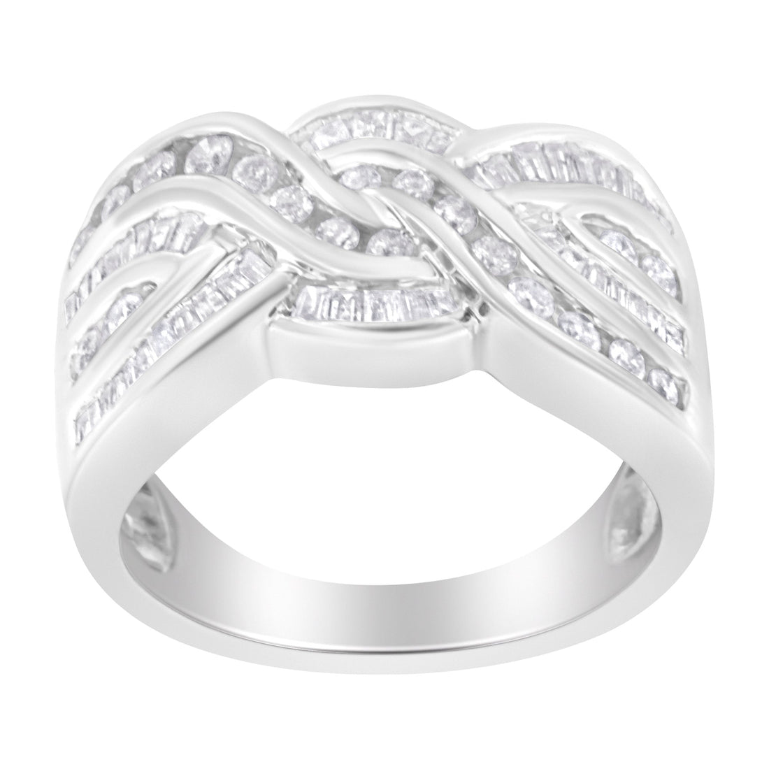 10K White Gold Diamond Bypass Ring (1 Cttw, H-I Color, I1-I2 Clarity) - Size 6-3/4 by Bids.com
