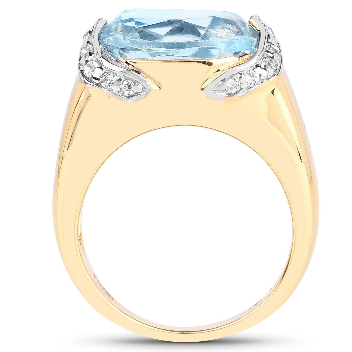 14K Yellow Gold Plated 6.56 Carat Genuine Blue Topaz and White Topaz .925 Sterling Silver Ring by Bids.com
