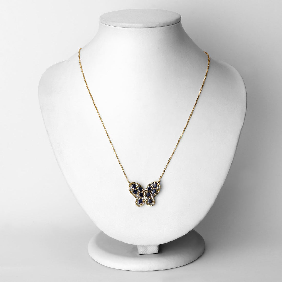 2.16 Carat Genuine Blue Sapphire and White Zircon .925 Sterling Silver Necklace by Bids.com