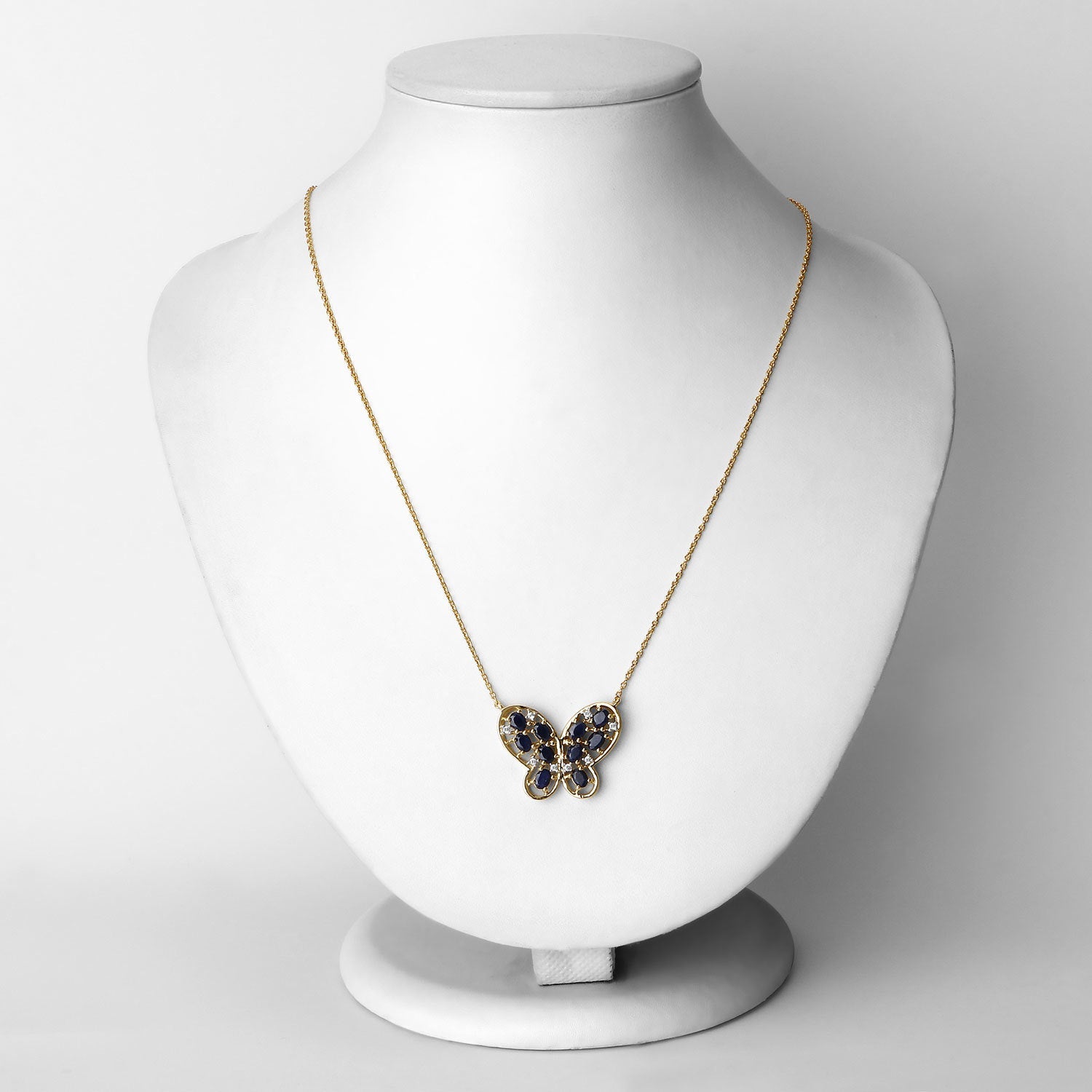 2.16 Carat Genuine Blue Sapphire and White Zircon .925 Sterling Silver Necklace by Bids.com
