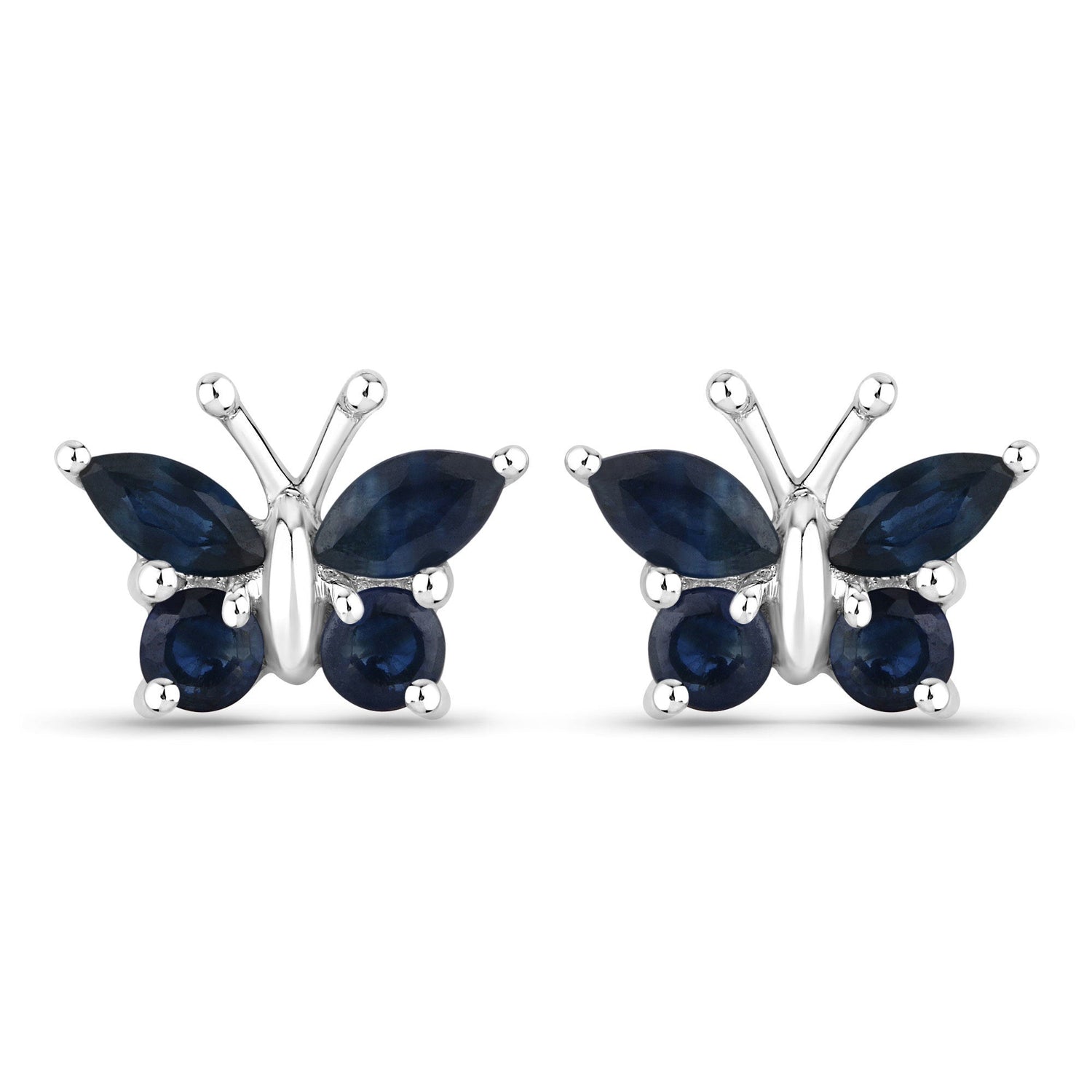 0.61 Carat Genuine Blue Sapphire .925 Sterling Silver Earrings  DestGlow