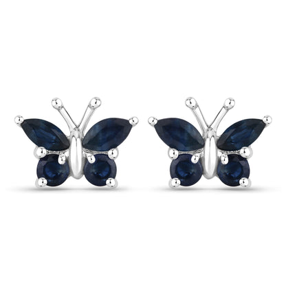 0.61 Carat Genuine Blue Sapphire .925 Sterling Silver Earrings  DestGlow