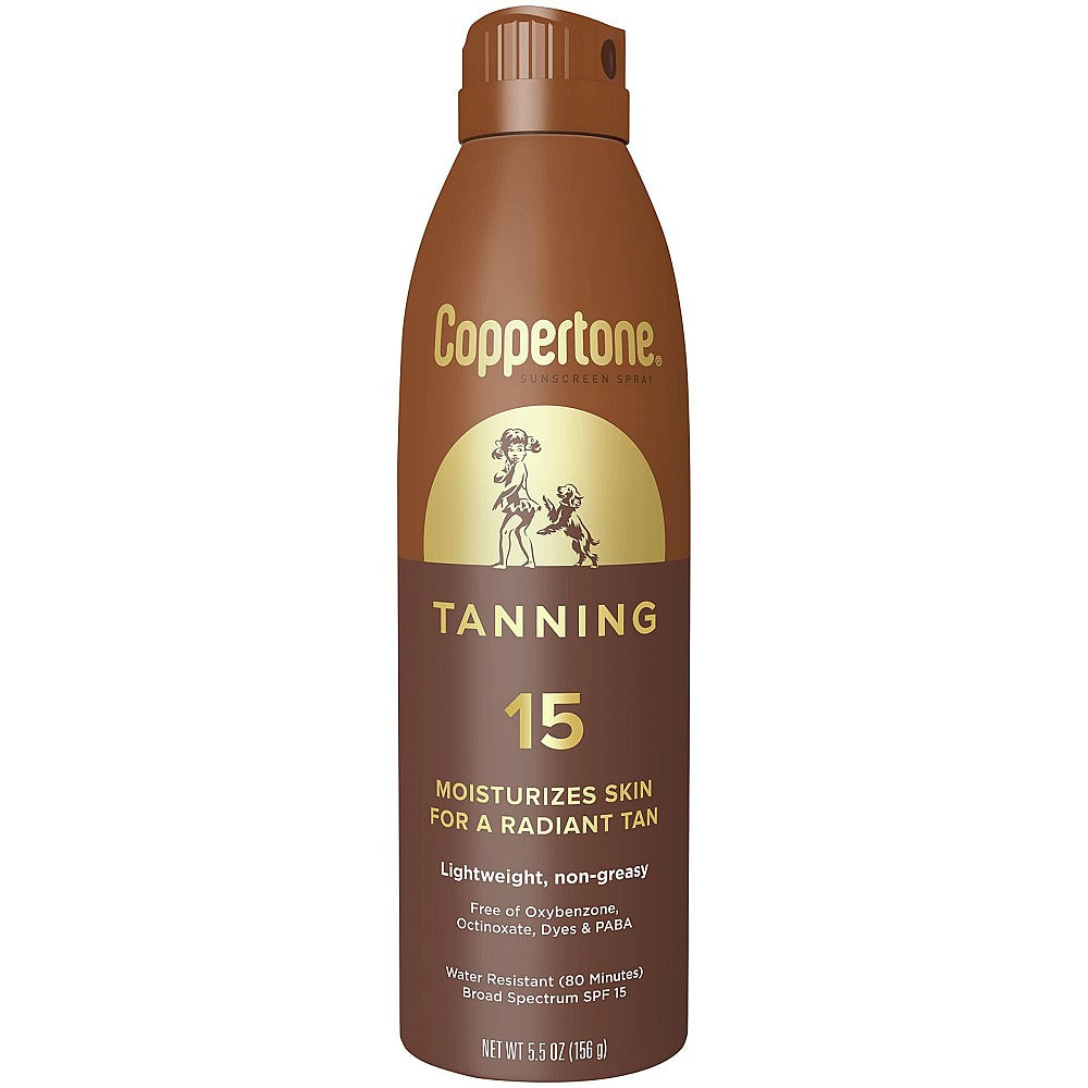 Coppertone Tanning Defend &amp; Glow Sunscreen Continuous Spray Broad Spectrum SPF 15, 5.5 Ounces by Pasteur Pharmacy