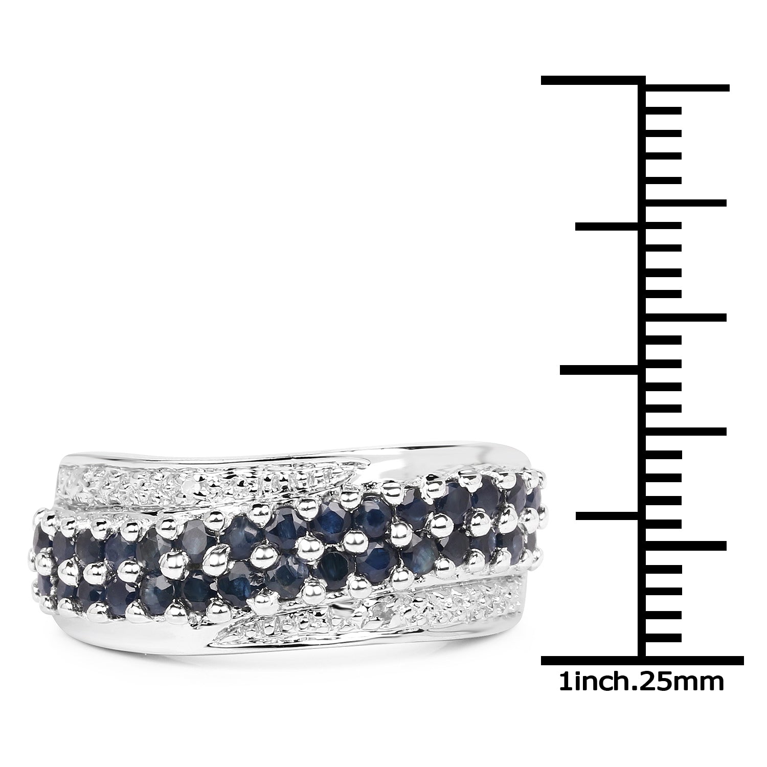 1.21 Carat Genuine Blue Sapphire and White Diamond .925 Sterling Silver Ring  DestGlow