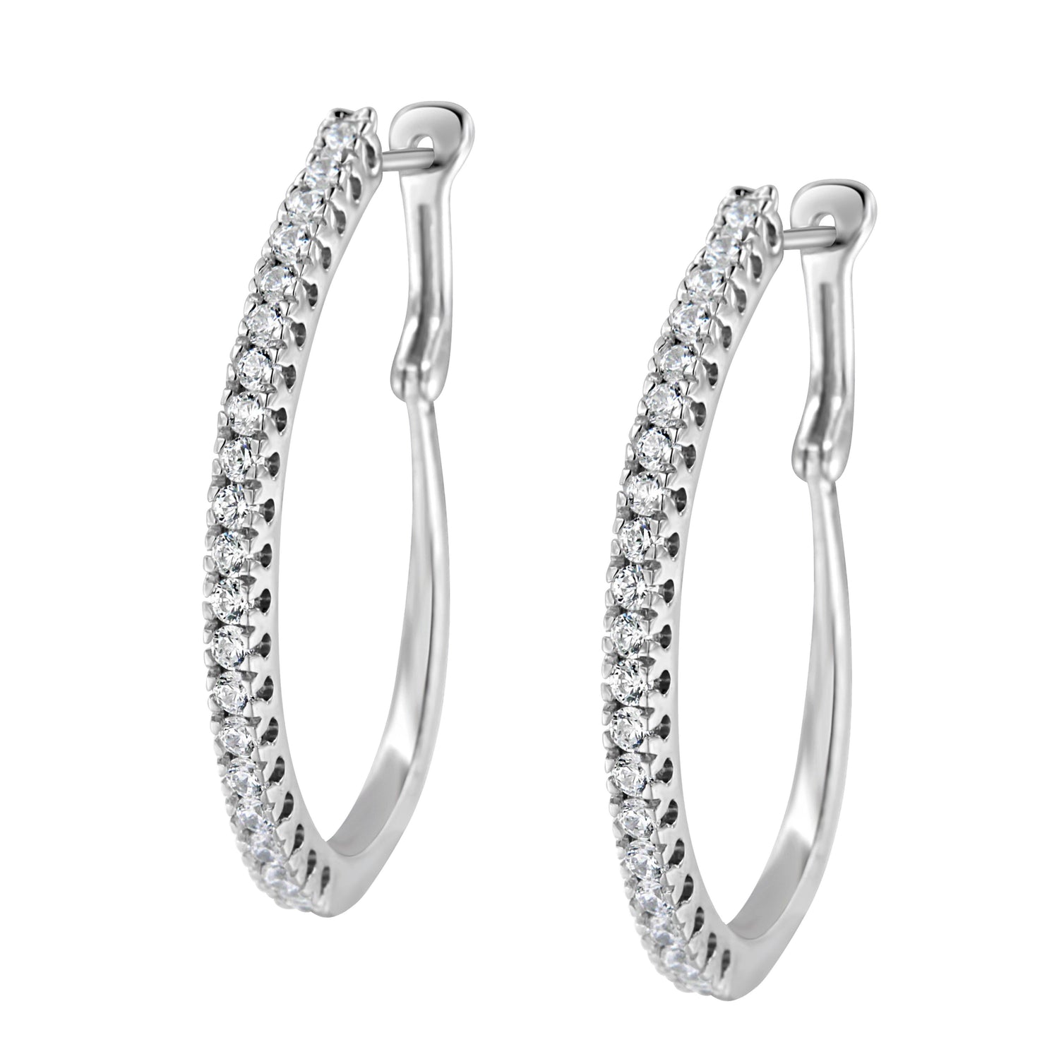 10KT White Gold 1 cttw Diamond Hoop Earrings (I-J Clarity, I2-I3 Color) by Bids.com
