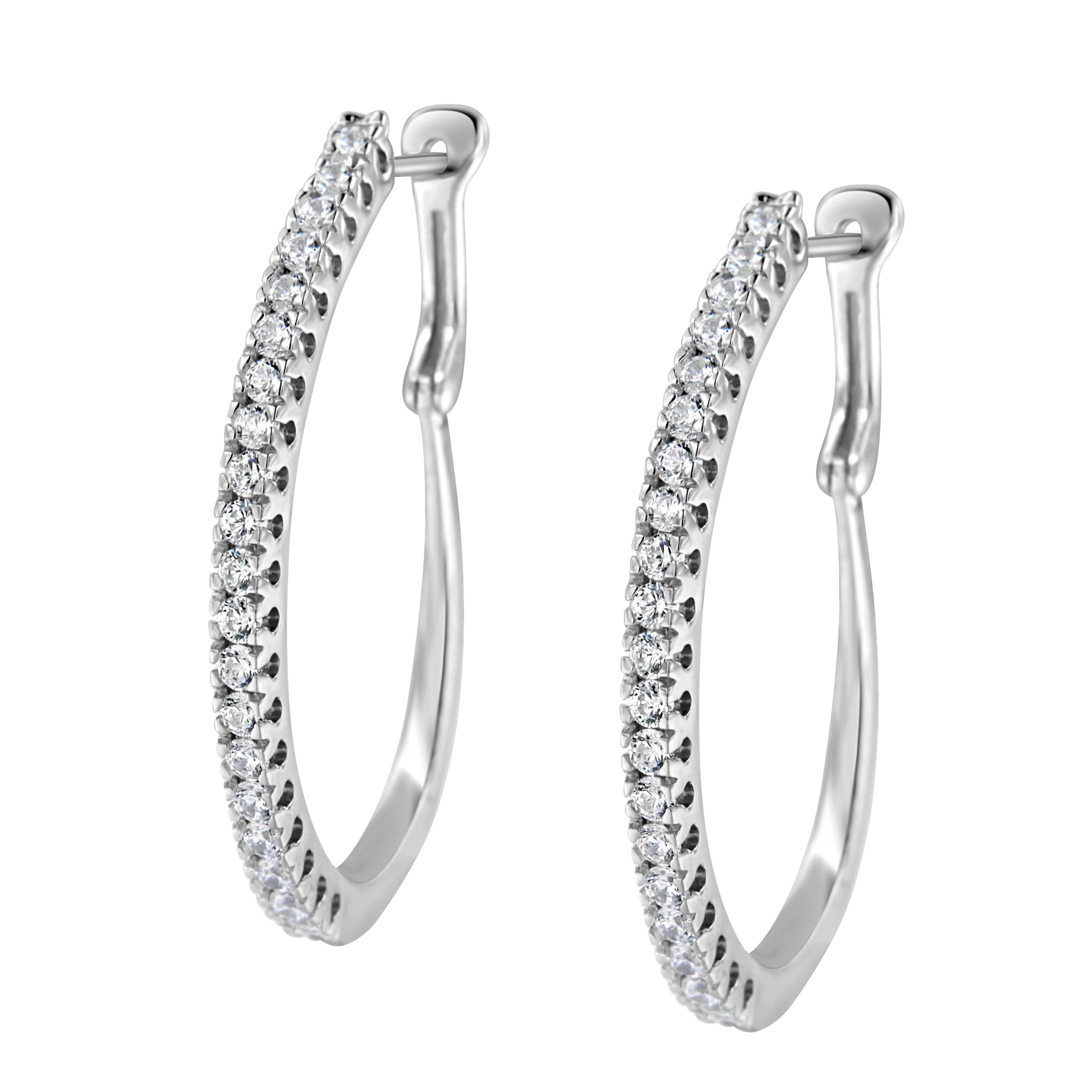10KT White Gold 1 cttw Diamond Hoop Earrings (I-J Clarity, I2-I3 Color) by Bids.com