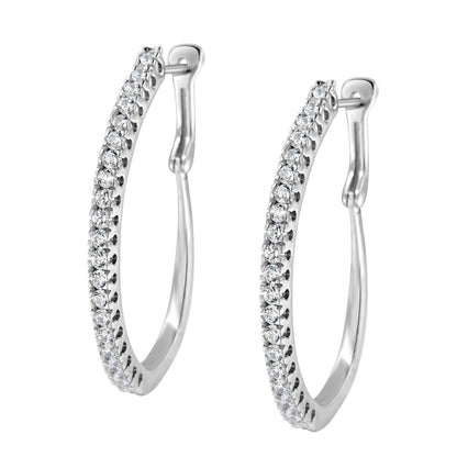10KT White Gold 1 cttw Diamond Hoop Earrings (I-J Clarity, I2-I3 Color) by Bids.com