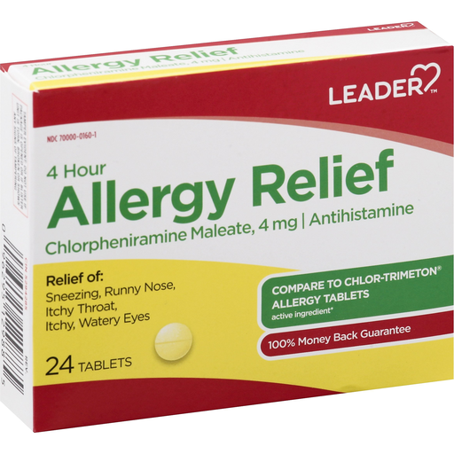 Leader 4 Hour Allergy Relief Tablets, 4mg by Pasteur Pharmacy