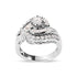 14K White Gold 1.00 Cttw Round and Baguette cut Diamond Swirl Cocktail Ring (H-I Color, SI2-I1 Clarity) - Ring Size 7  DestGlow