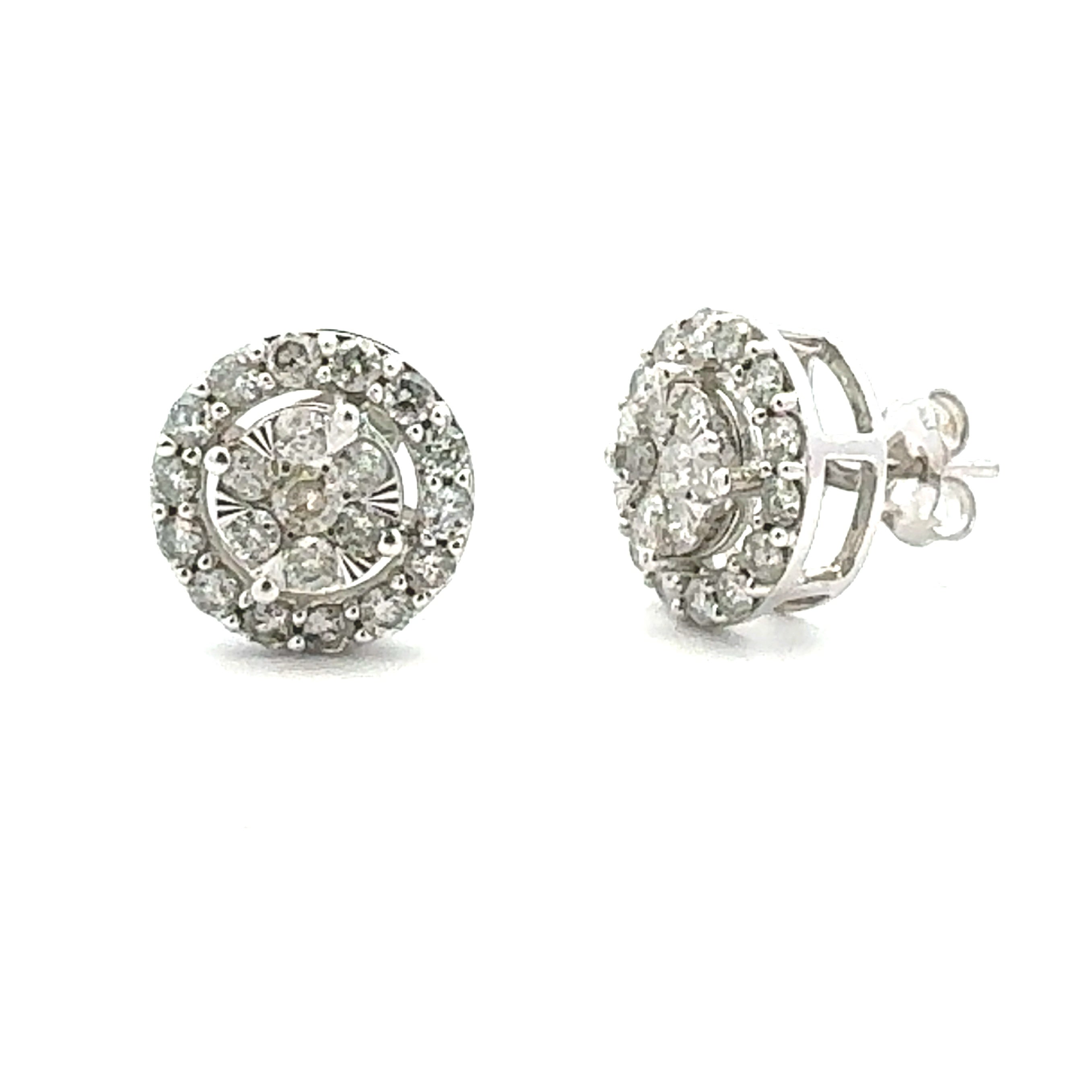 Natural 1.00ct Diamond Stud Earrings 10KT White Gold by Bids.com