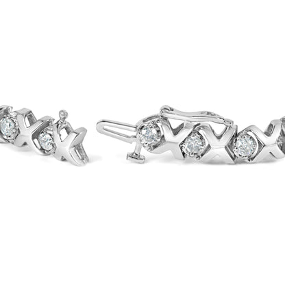 10k White Gold 2.00 Cttw Round-Cut Diamond "XOXO" Link 7" Bracelet (I-J Color, I2-I3 Clarity) by Bids.com