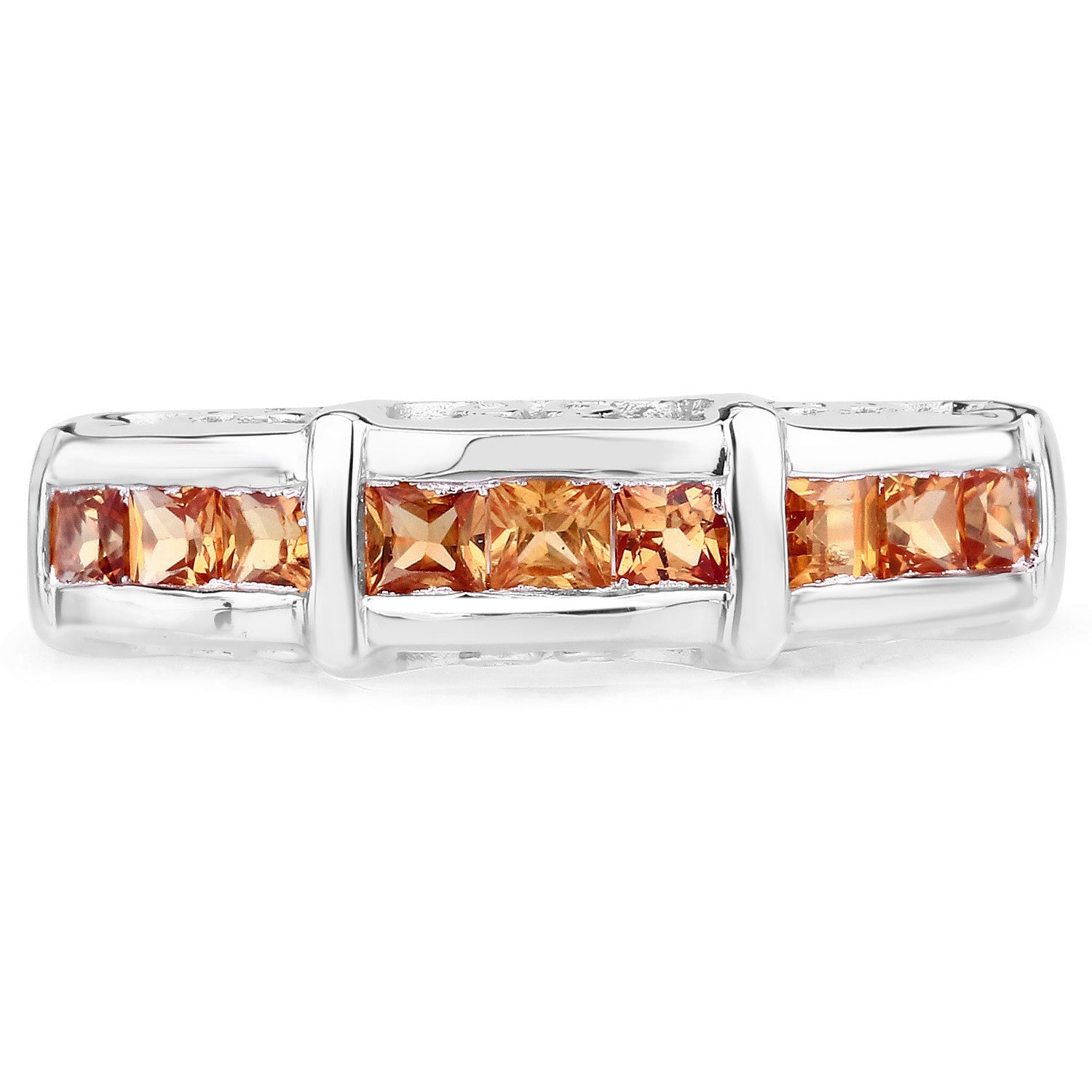 1.08 Carat Genuine Orange Sapphire .925 Sterling Silver Ring by Bids.com