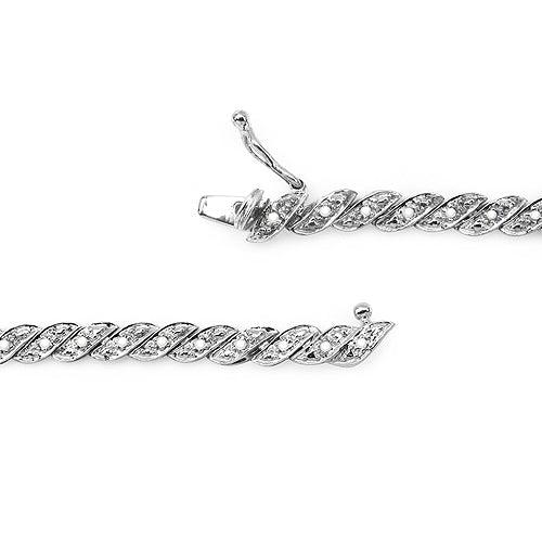 0.27 Carat Genuine White Diamond .925 Sterling Silver Bracelet  DestGlow