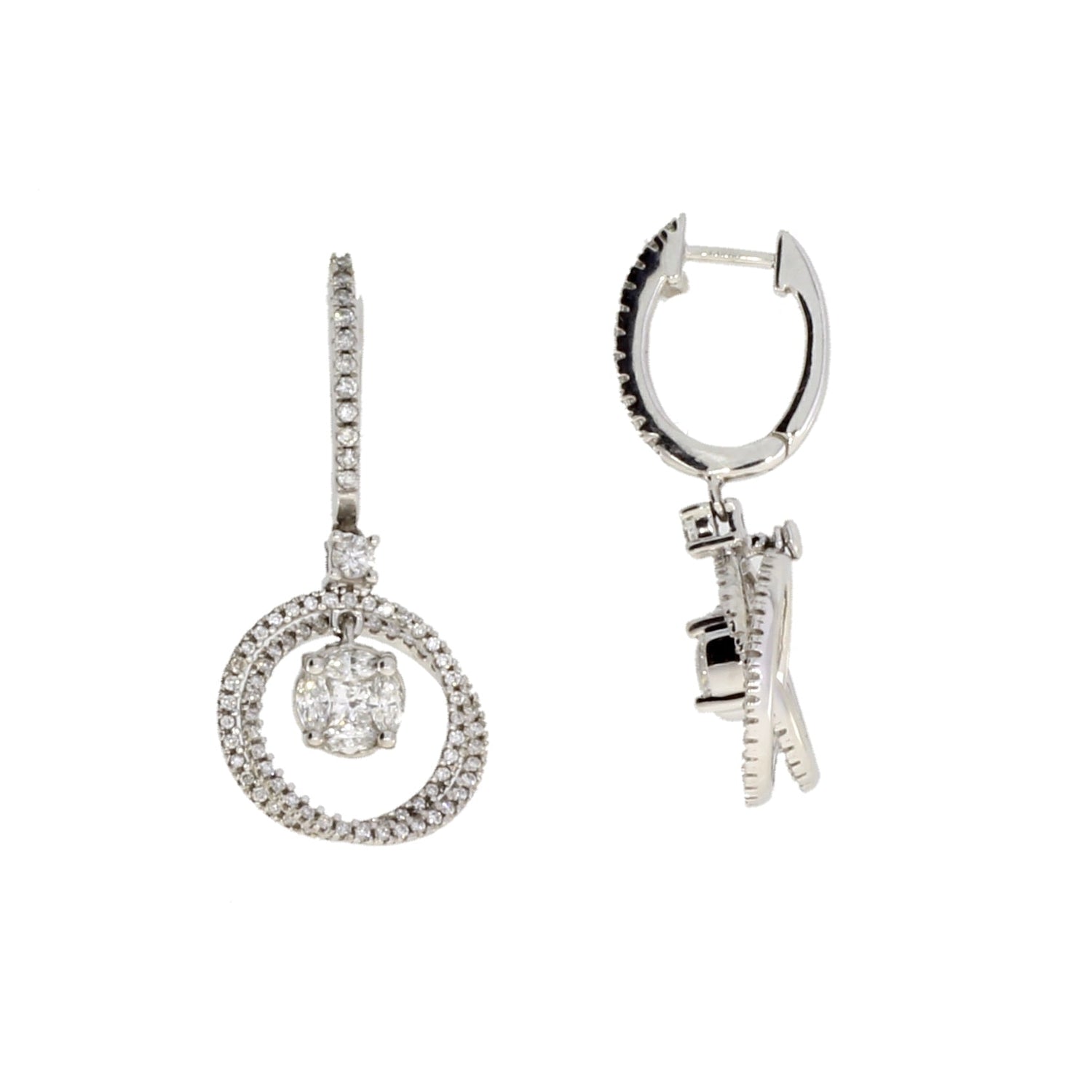 Genuine 1.00ct Diamond Dangle Earrings 14KT White Gold by Bids.com