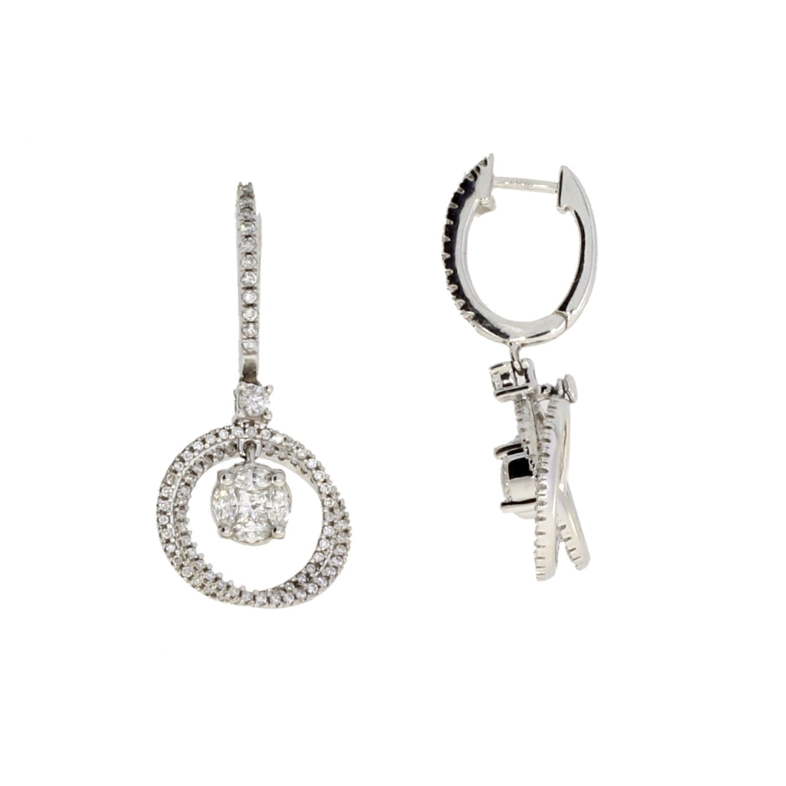Genuine 1.00ct Diamond Dangle Earrings 14KT White Gold by Bids.com